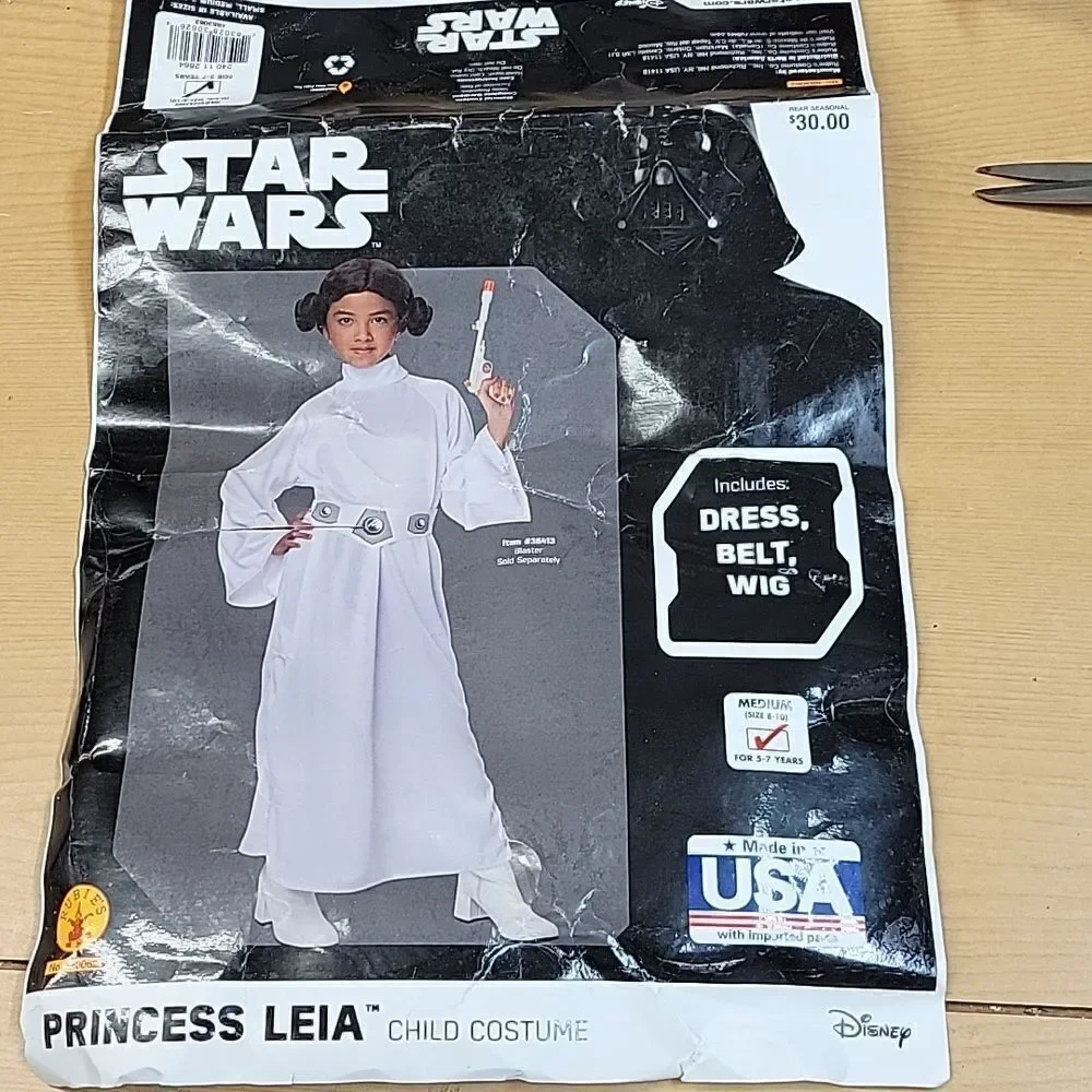 Star Wars Princess Leia 3pc Halloween Costume Wig Dress Belt Women's Medium 8-10 - Picture 2 of 11